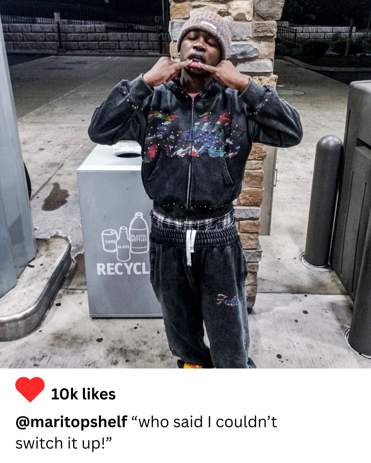 Model rocking grey FABL3 Sweatsuit in lifestyle photoshoot